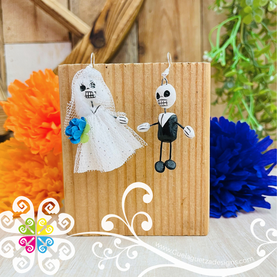 Bride and Groom - Calaverita Clay Earrings
