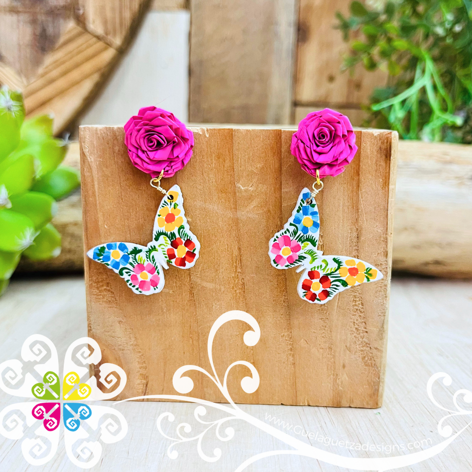 Mariposa Wood Studs - Palm Earrings