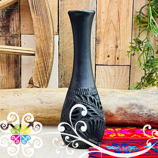 Small Flamingo Black Clay Vase - Barro Negro Oaxaca
