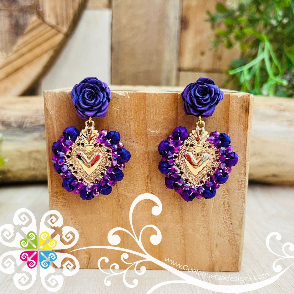 Solid Color Corazon Milagrito Wood Studs- Palm Earrings