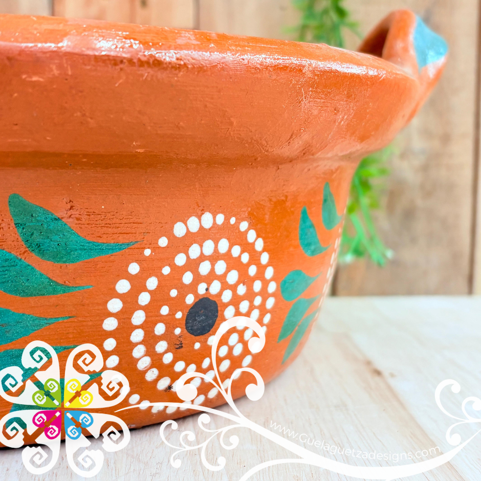 Large Hoja Verde Capula Sencillo Cazuela Barro con Tapa - Capula Sencillo Clay Cazuela