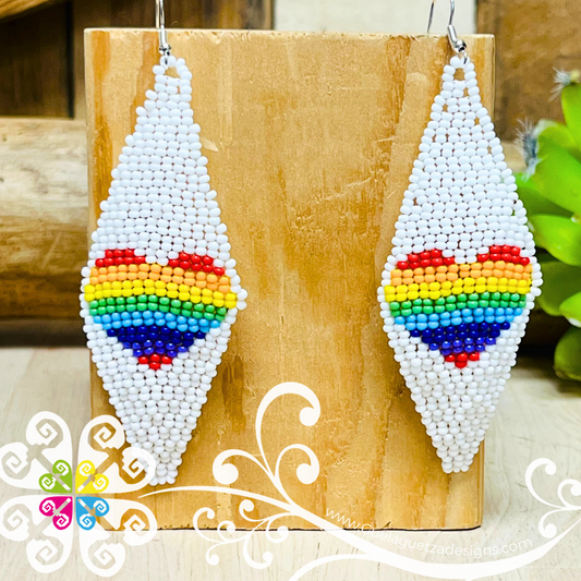 Long Diamond Beaded Earrings - Pride Collection