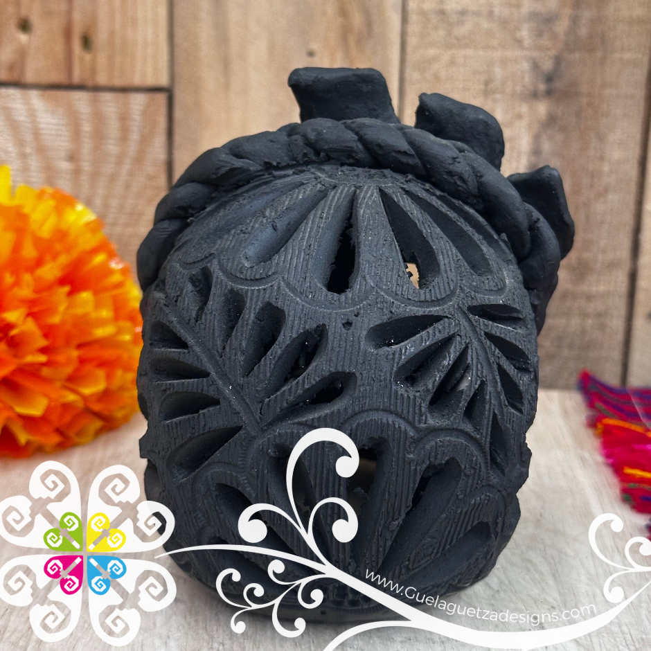 Medium Unique Skull  - Black Clay Oaxaca