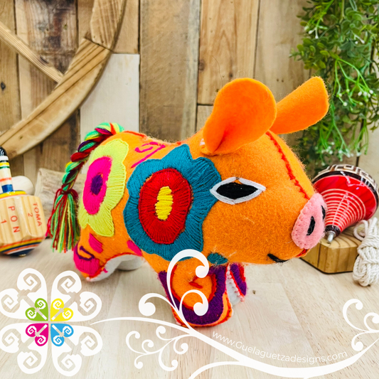 Embroidered Piggy - Chiapas Stuffed Animal