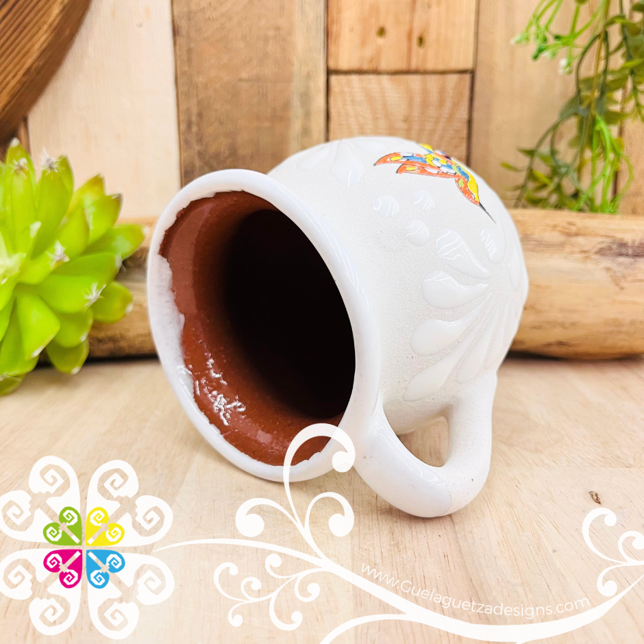 Set of Colibri White Espiga Clay Mugs - Set Taza Barro