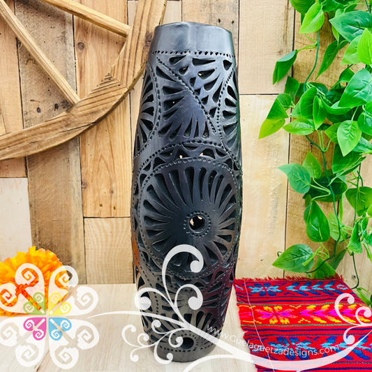 Tall Bala Clay Vase - Barro Negro Oaxaca