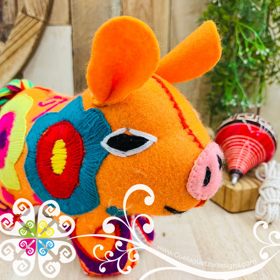 Embroidered Piggy - Chiapas Stuffed Animal