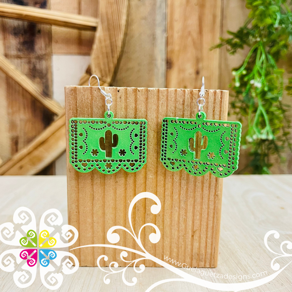 Small Papel Picado Wood Earrings - Wood Earrings