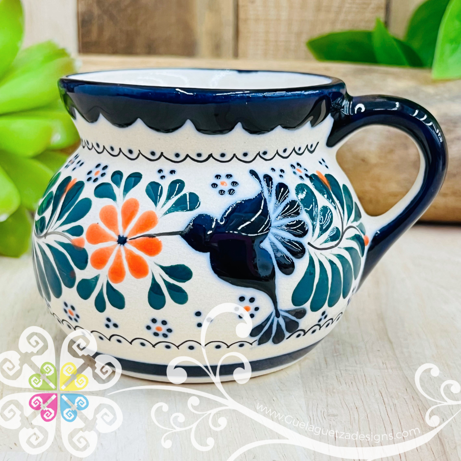 Small Navy / Orange Colibri Taza Ponchera Colibri - Barro Alta Temperatura - Single Clay Mug