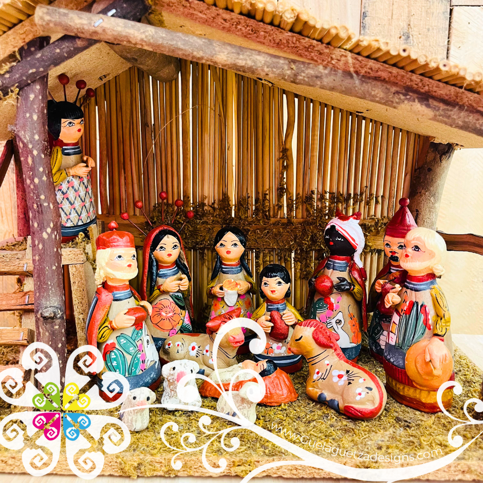 Multicolor Clay Nativity Set - Nacimiento Navideno