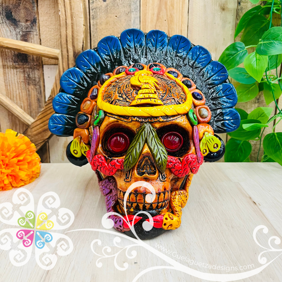 Large Craneo Penacho - Epoxy Clay Resin Skull