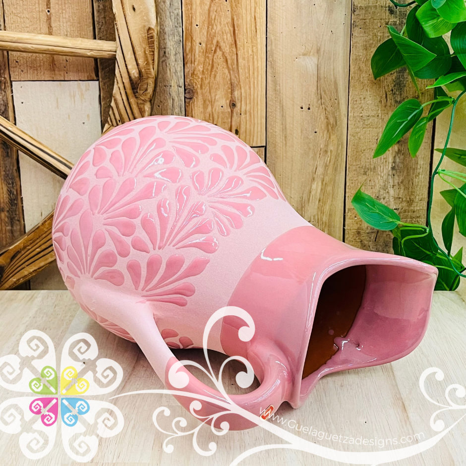 Pink Espiga con Pink Engobe Large Pato Clay Pitcher - Jarro de Barro