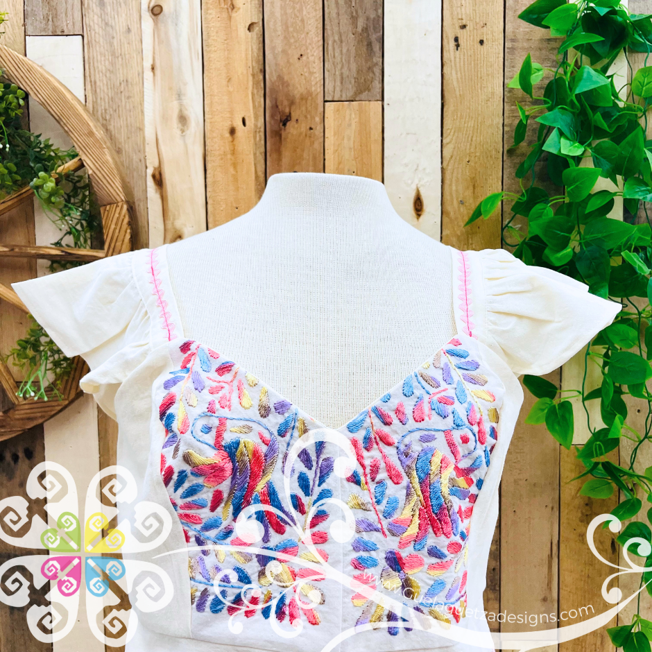 Pastels Paloma Crop Top - Short Flutter Sleeve - Women's Top