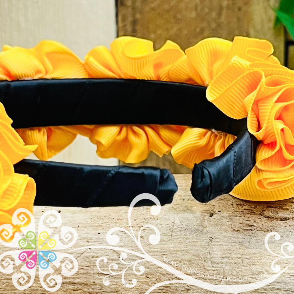 Yellow Catrina Ribbon Flower Headband - Folkloric Headband