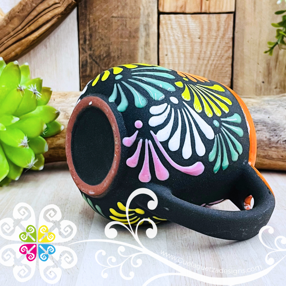 Orange With Multicolor Clay Mug with Spoon - Taza Espiga con Cuchara