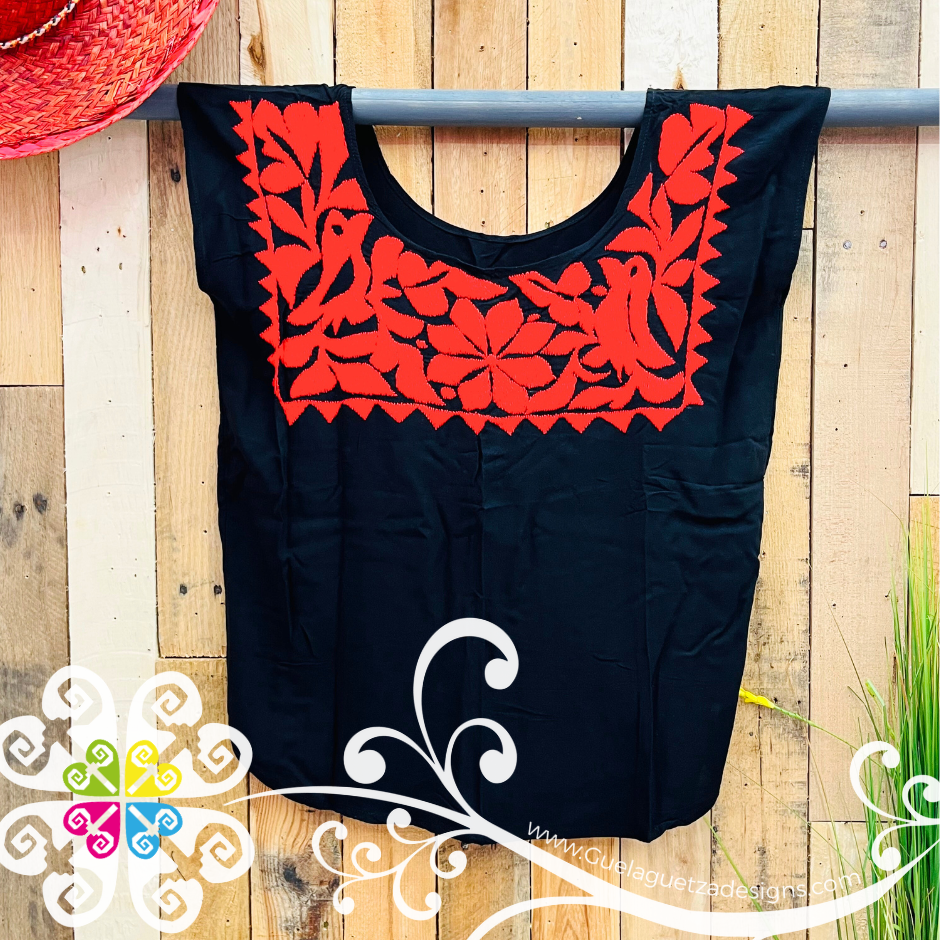 Pajaros Cuadro Embroider Top - Blusa Sencilla