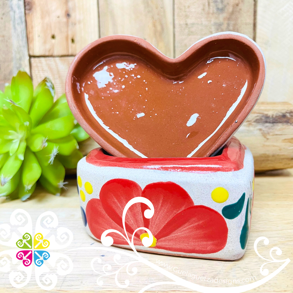 Flower Heart Clay Box - Jewelry Box - Alajero Corazon Flower Heart Clay Box - Jewelry Box - Alajero Corazon