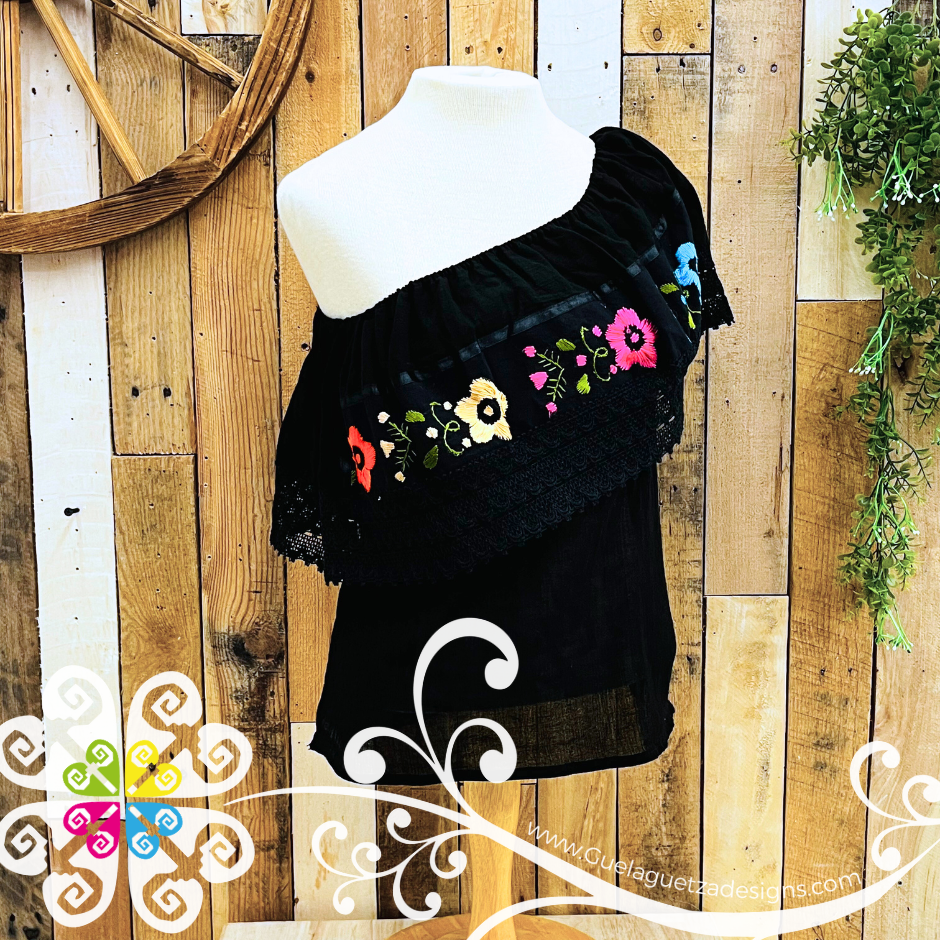 Black Campesina Embroider - Women Top
