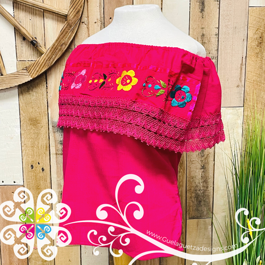 Fuchsia Campesina Embroider - Women Top