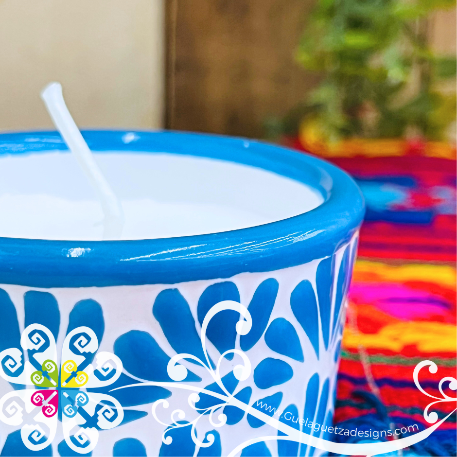 Small Blue Talavera Candle - Artisan Candles