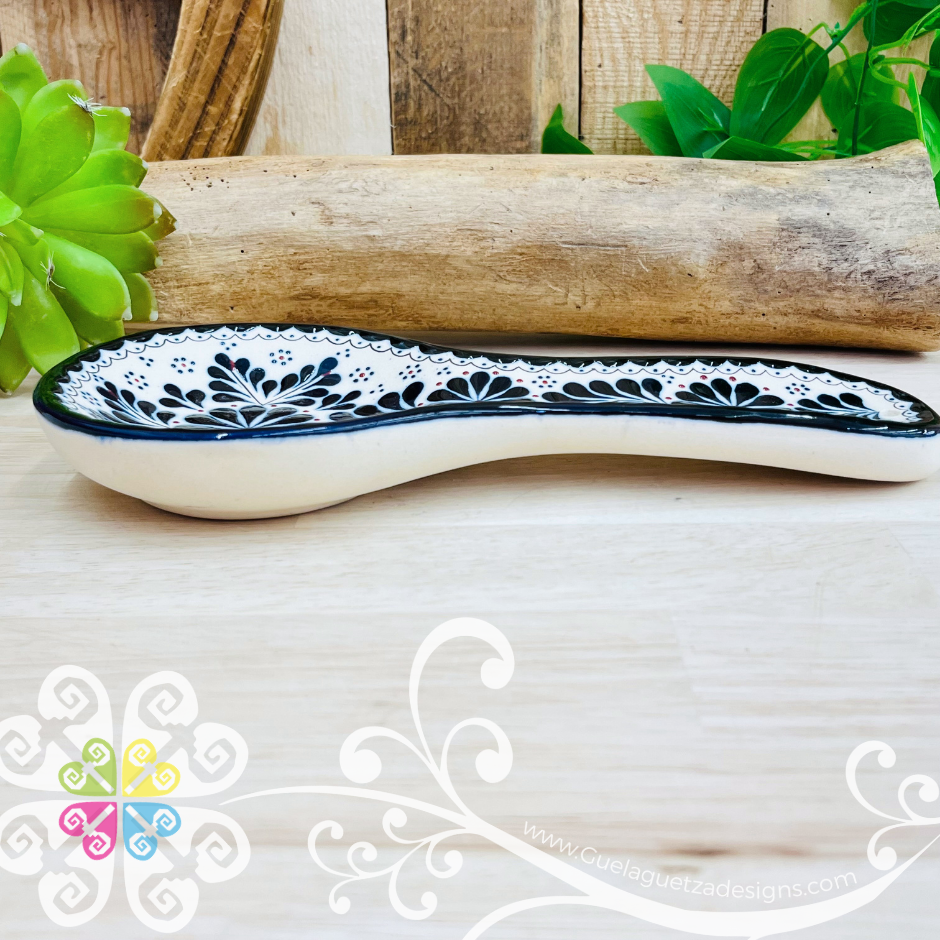 Navy Blue Dalia Spoon Rest - Barro Alta Temperatura - Spoon Rest