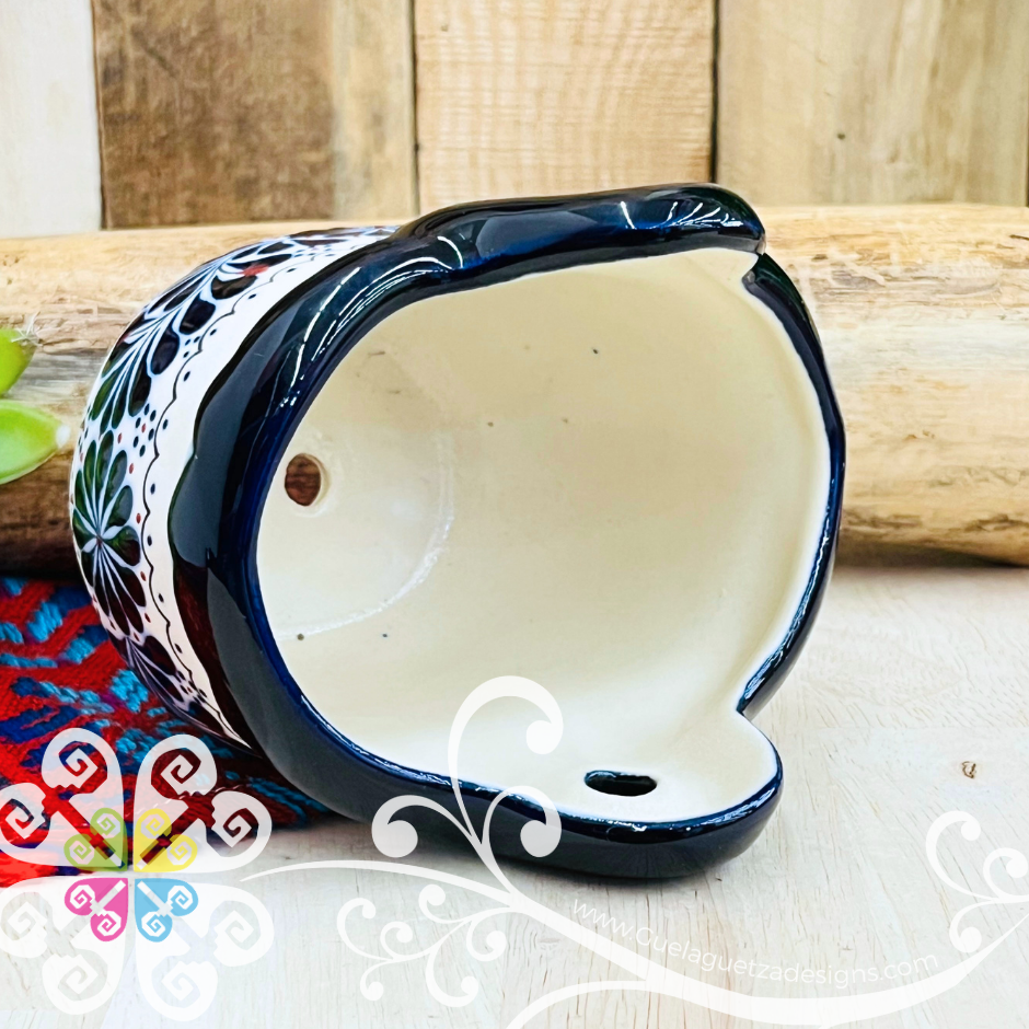 Small Navy Blue Colibri Macetera - Barro Alta Temperatura - Home Decor