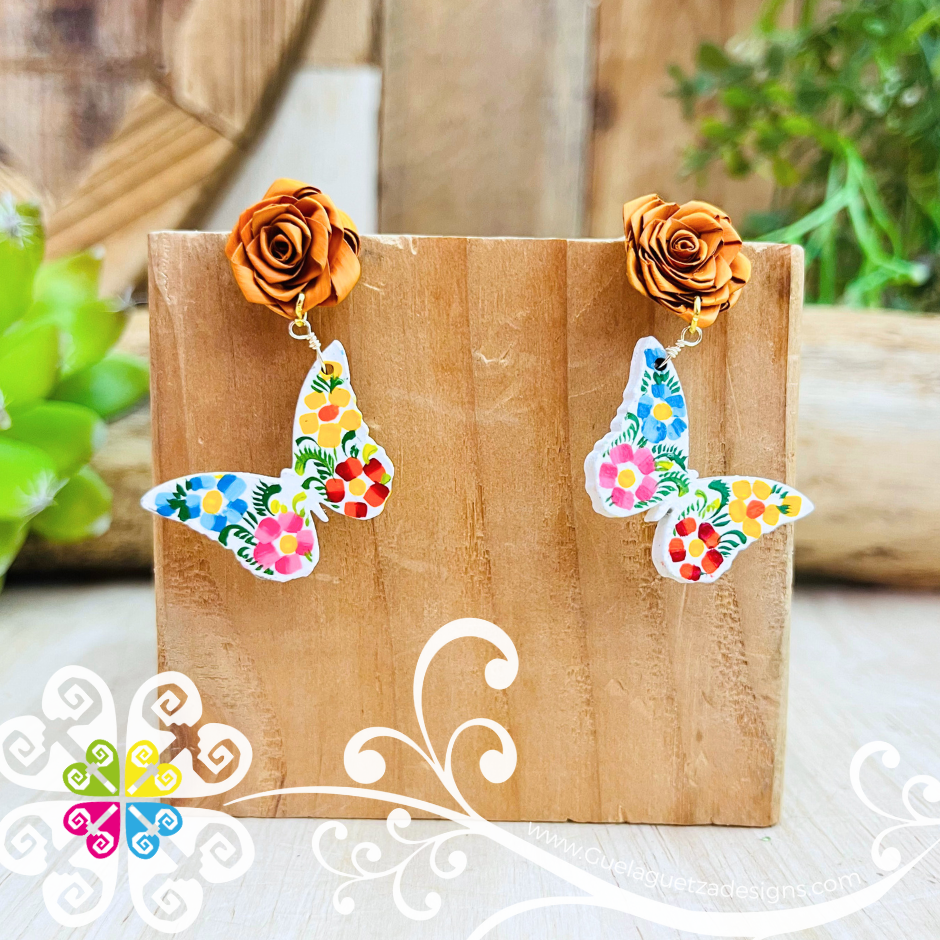 Mariposa Wood Studs - Palm Earrings