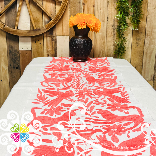 Salmon Large Solid Color Otomi Table Runner - Camino de Tenango