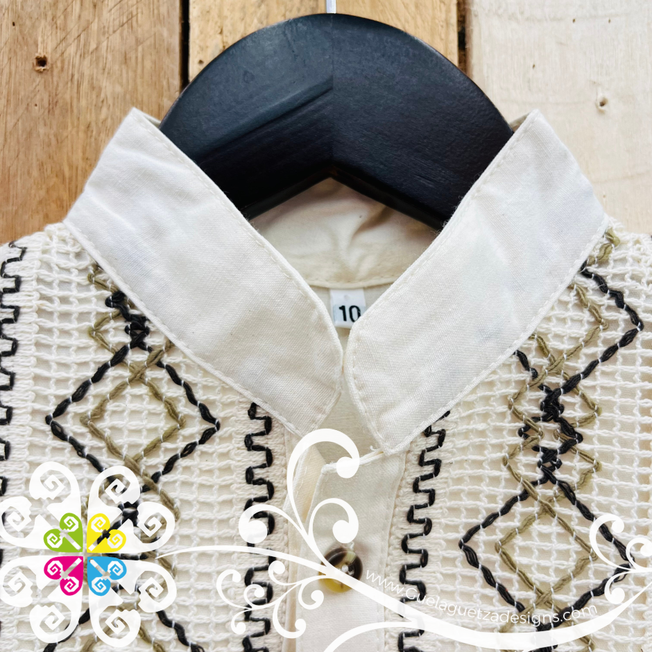 Beige Lace Boy Shirt - Camisa de Niño