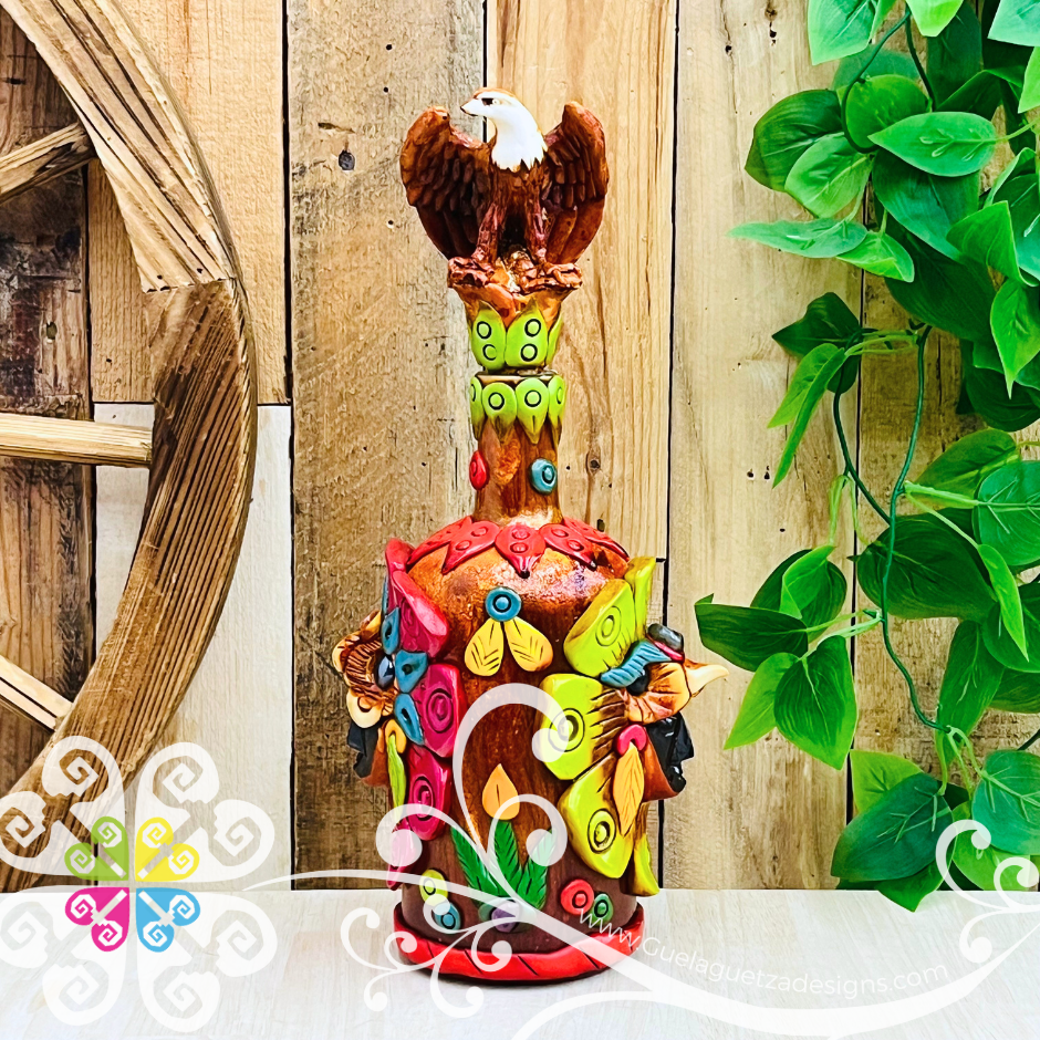 Medium Warrior Glass Bottle Container - Epoxy Clay Tequila Glass Bottle