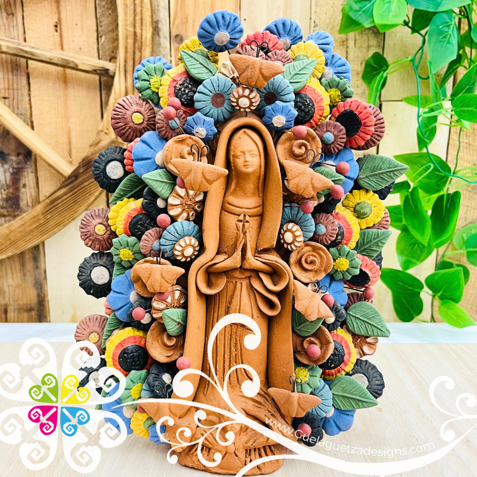 Large Colores Virgen de Guadalupe Home Decor - Barro Metepec