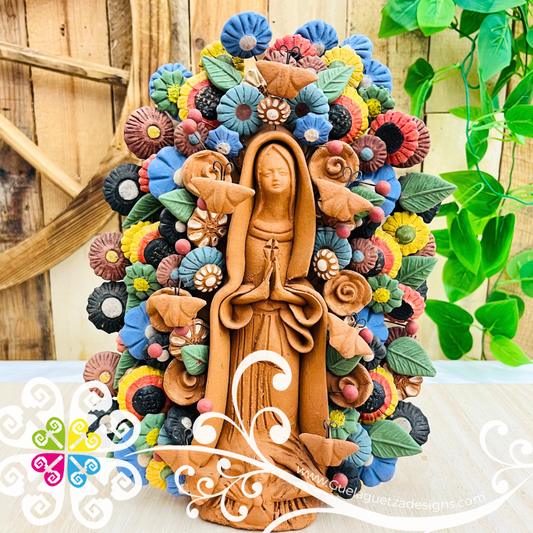 Large Colores Virgen de Guadalupe Home Decor - Barro Metepec