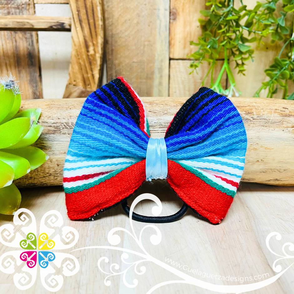 Rainbow Sarape Hair Bow - Hair Bow with Elastic