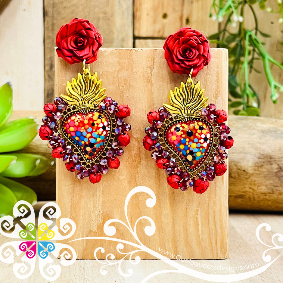 Large Corazon Milagro Studs- Palm Earrings