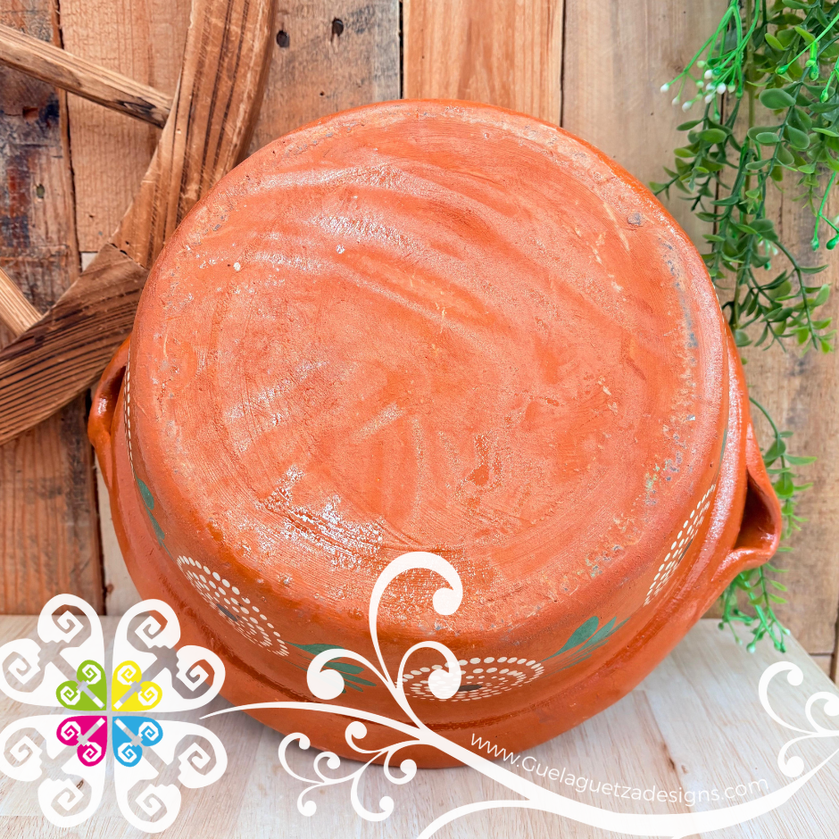 Large Hoja Verde Capula Sencillo Cazuela Barro con Tapa - Capula Sencillo Clay Cazuela