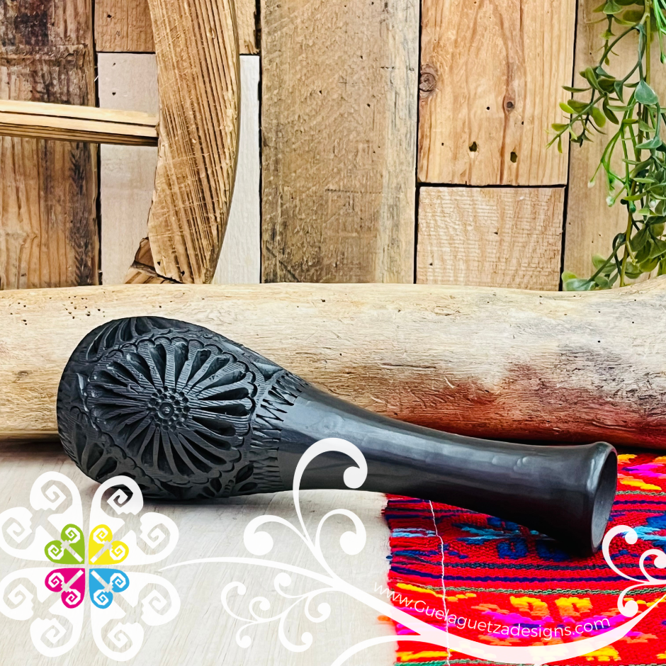 Small Flamingo Black Clay Vase - Barro Negro Oaxaca