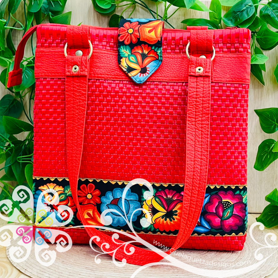 Medium Flor de Tehuana Mexican Purse - Bolsa de Plastico Tejido