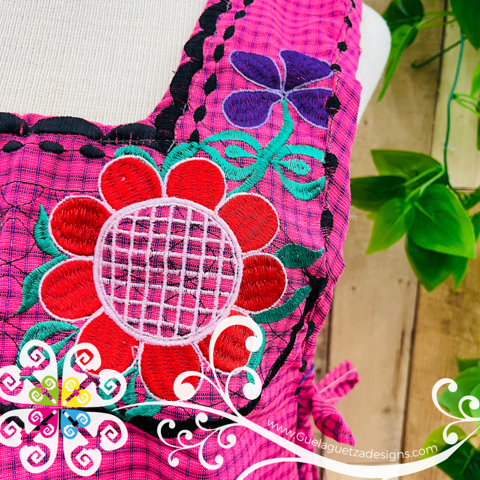 Fuchsia Escapulario Embroider Apron - Mandil Artesanal