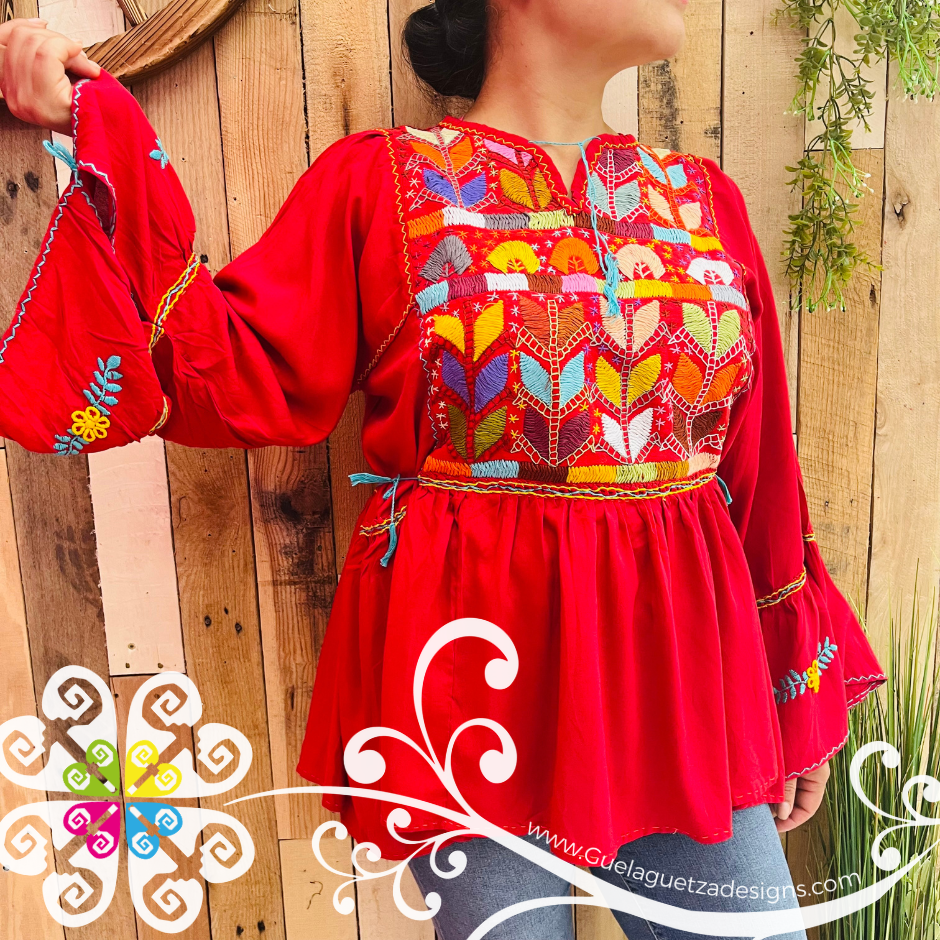 Blusa Chiapas Flores - 3/4 Sleeve Top