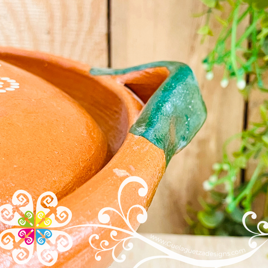 Large Puntos Capula Sencillo Tall Cazuela Barro con Tapa - Capula Sencillo Clay Cazuela