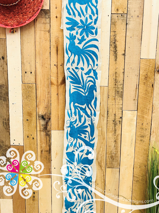 Blue Turquoise Small Solid Otomi Table Runner - Camino de Tenango