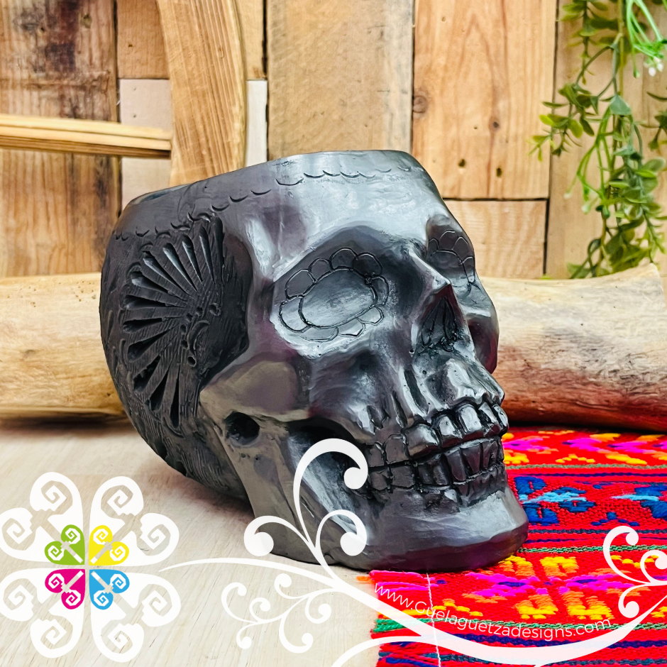 Large Macetera Craneo  - Black Clay Oaxaca