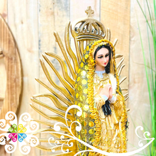 Small Gold Virgen de Guadalupe Statue