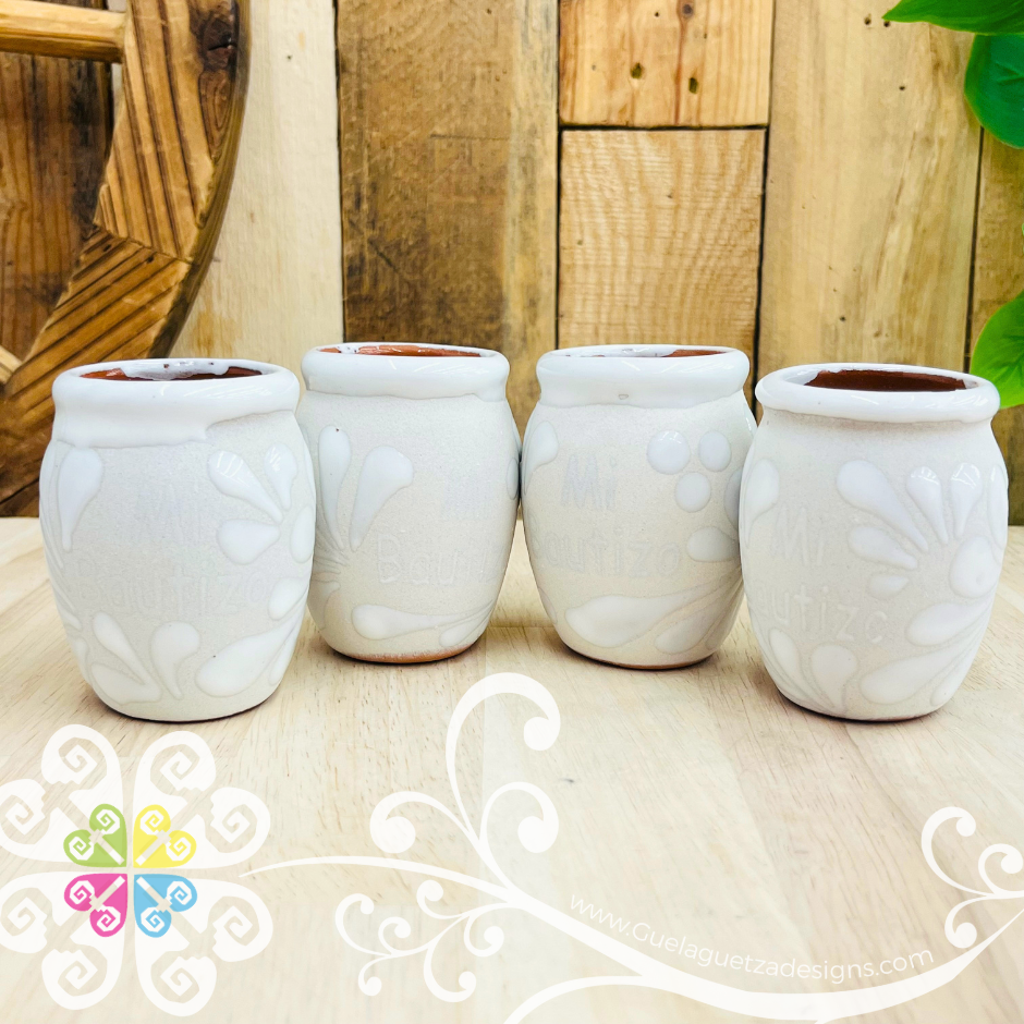 Mi Bautizo - White Espiga Tequilero Barrilito Set - Clay Tequilero Set