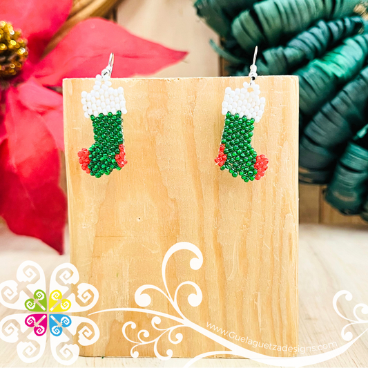Christmas Stocking - Christmas Beaded Earrings