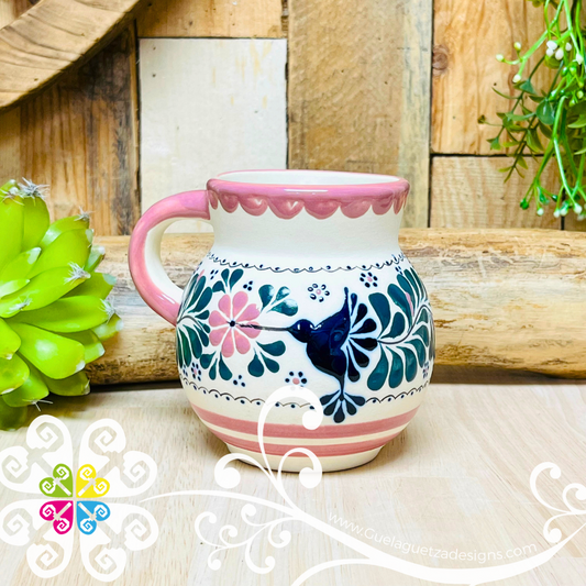 Pink Taza Ponchera Colibri - Barro Alta Temperatura - Single Clay Mug