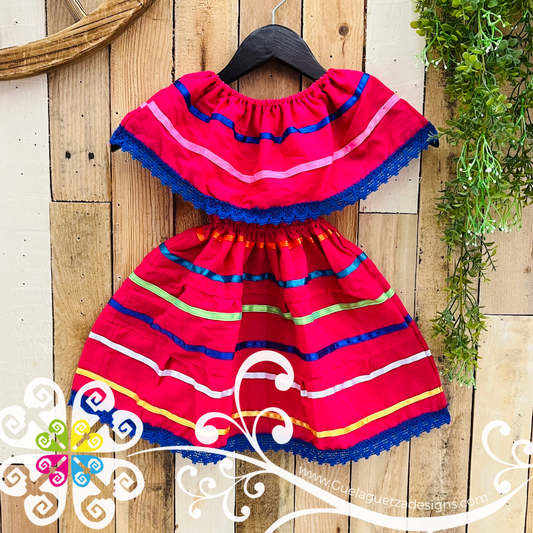 Fuchsia Liston Campesino Children Dress