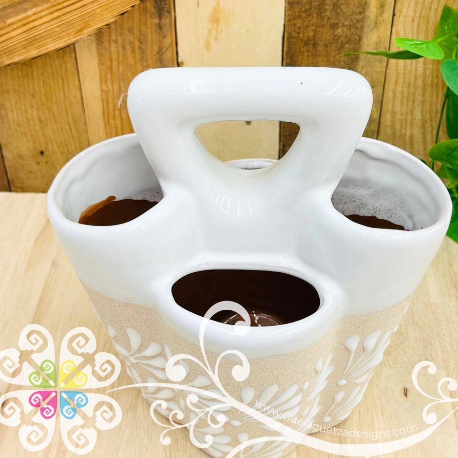 White Espiga Clay Utensil Holder - Spoon Holder