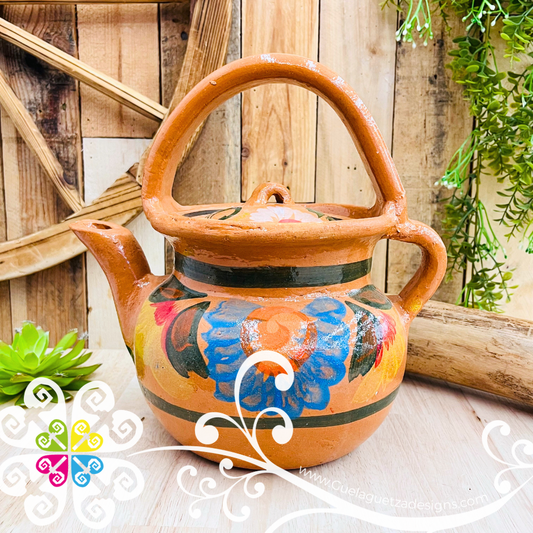 Medium Flor Clay Tea Pot - Mexican Clay Kitchen