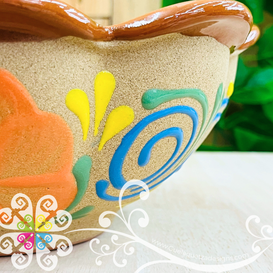 Small Frutero de Barro Flowers - Mexican Kitchen